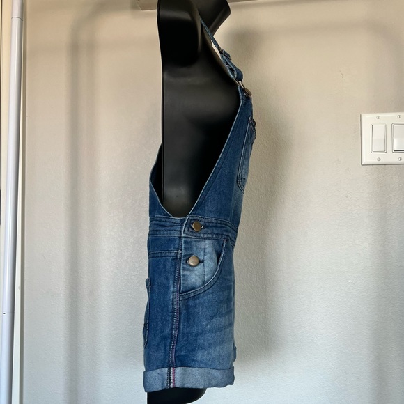 👮🏻‍♂️👮🏻‍♂️SOLD👮🏻‍♂️👮🏻‍♂️Dari Denim Overall Short Jumper 5pockets Size L - Picture 3 of 14